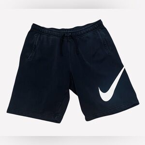 Nike Sz Large 100% Cotton Black Shorts Bottoms Pockets Logo Drawstring Men